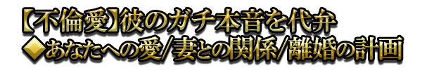 【不倫愛】彼のガチ本音を代弁◆あなたへの愛/妻との関係/離婚の計画